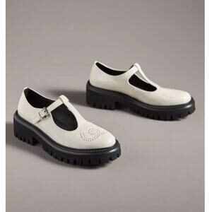 Anthropologie X Bibi Lou Cream Cathy Leather T-Strap  Mary Jane EU 39 / US 8.5